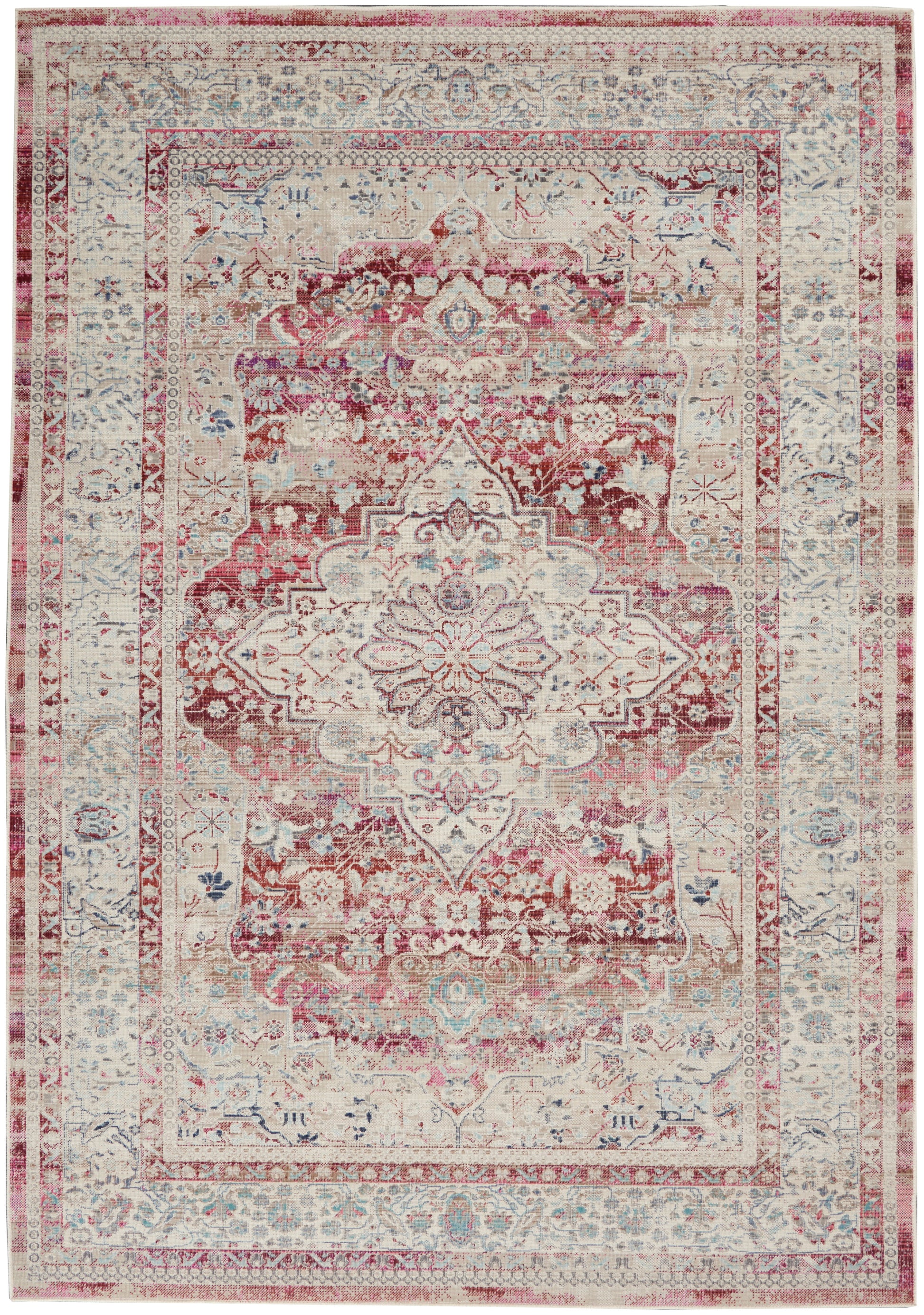 Nourison Vintage Kashan Vka07 Red/Ivory Area Rug