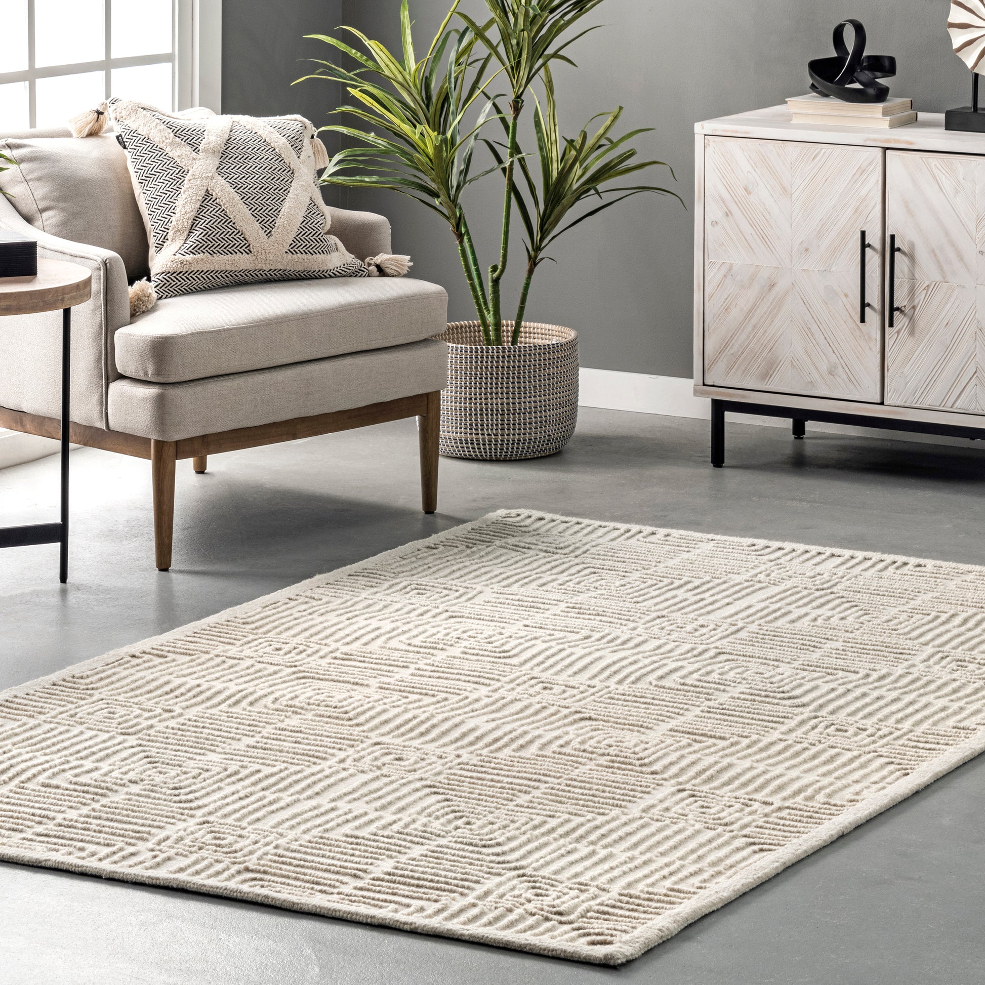 Nuloom Joanna Tiled Textured Njo3302A Ivory Area Rug