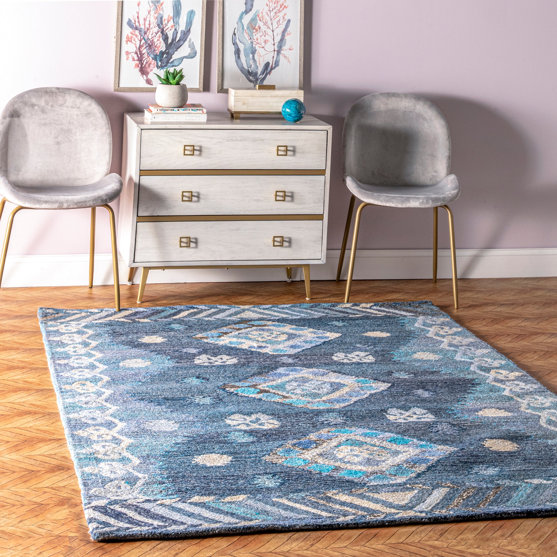 Nuloom Tribal Valene Ntr1945A Blue Area Rug