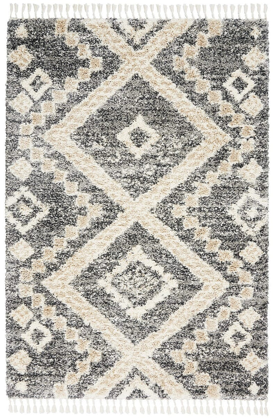 Nourison Oslo Shag Osl02 Grey / Ivory Shag Area Rug