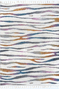 Nuloom Jodie Rainbow Zebra Tassle Njo2990A Ivory Area Rug