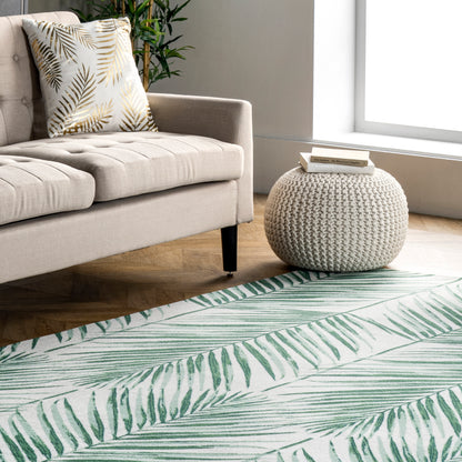 Nuloom Tropical Palm Ntr2024A Green Area Rug