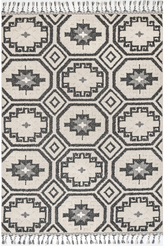 Nuloom Genesis Carved Tribal Tiles Nge1857A Gray Area Rug