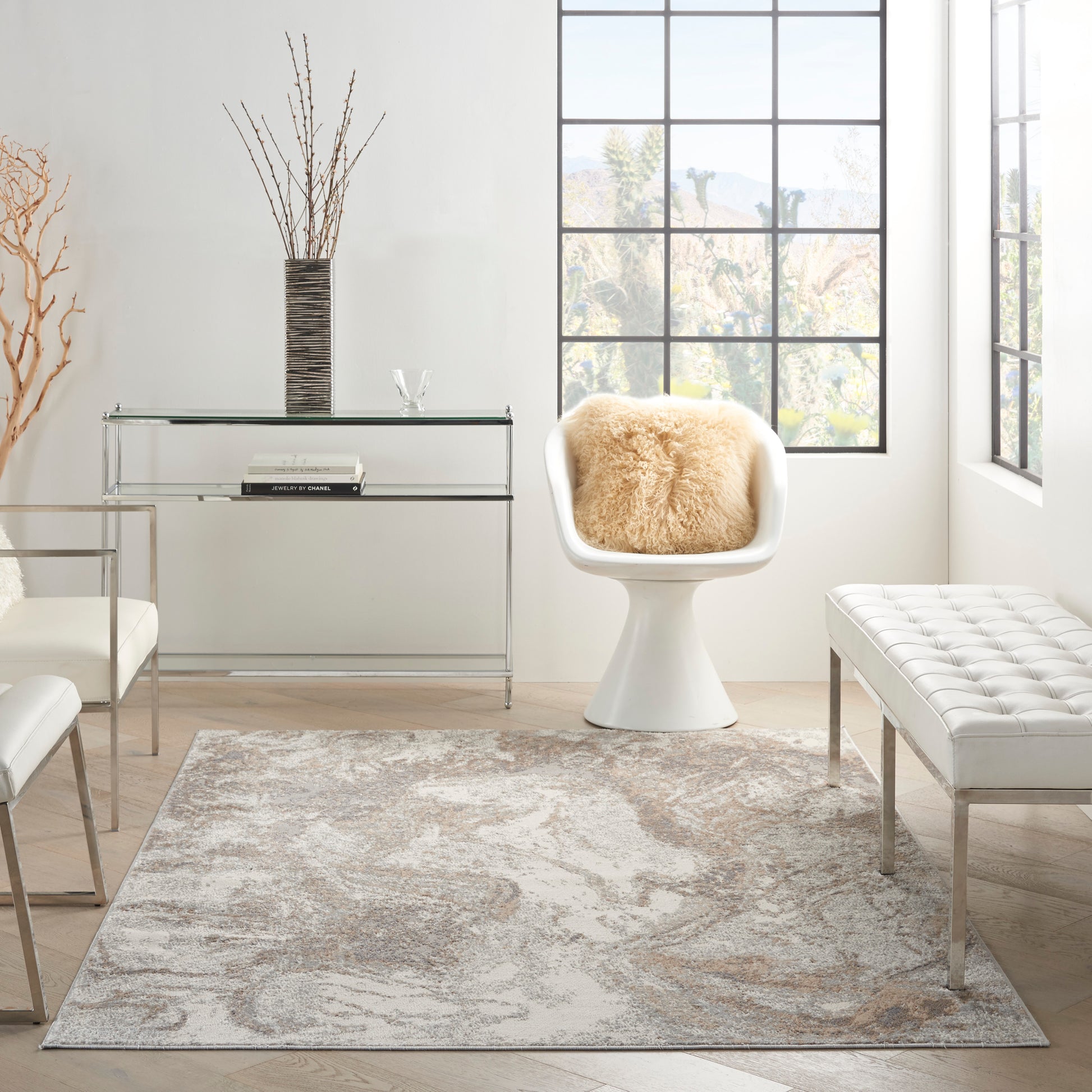 Nourison Elation Etn02 Ivory Grey Area Rug