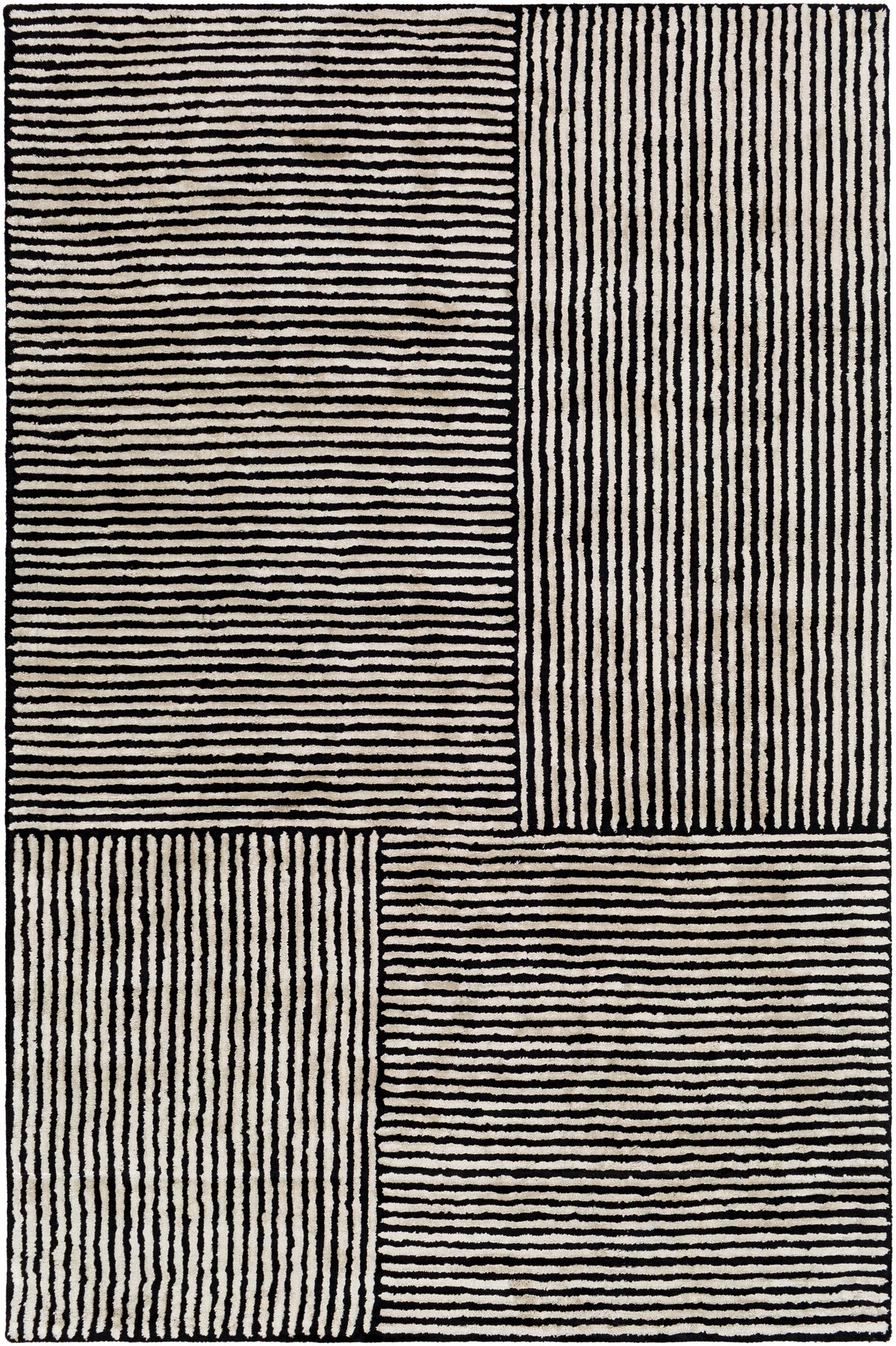 Surya Quartz Qtz-5037 Black, Ivory Rugs.