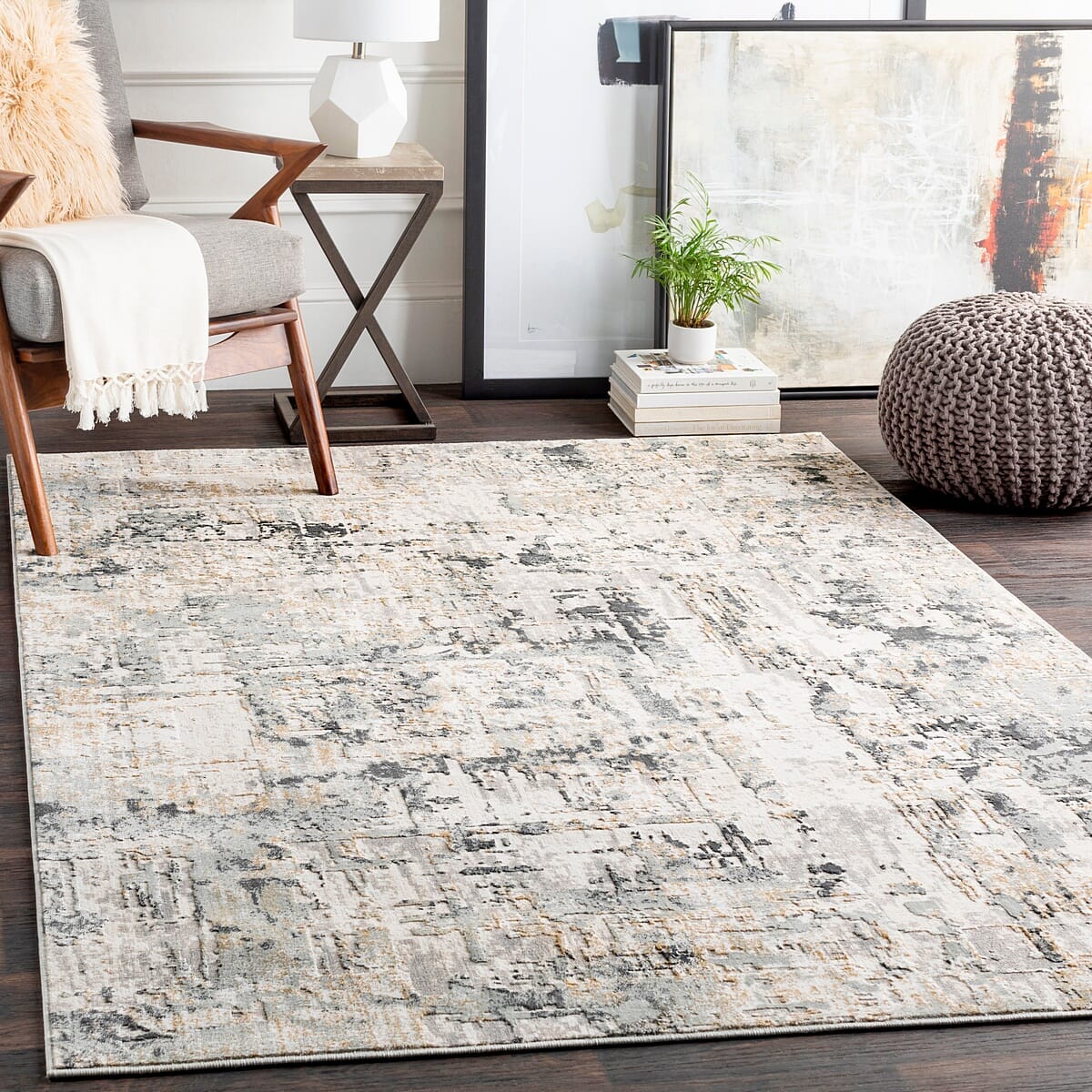 Surya Quatro Qua-2302 Silver Gray, Medium Gray, Tan Rugs.