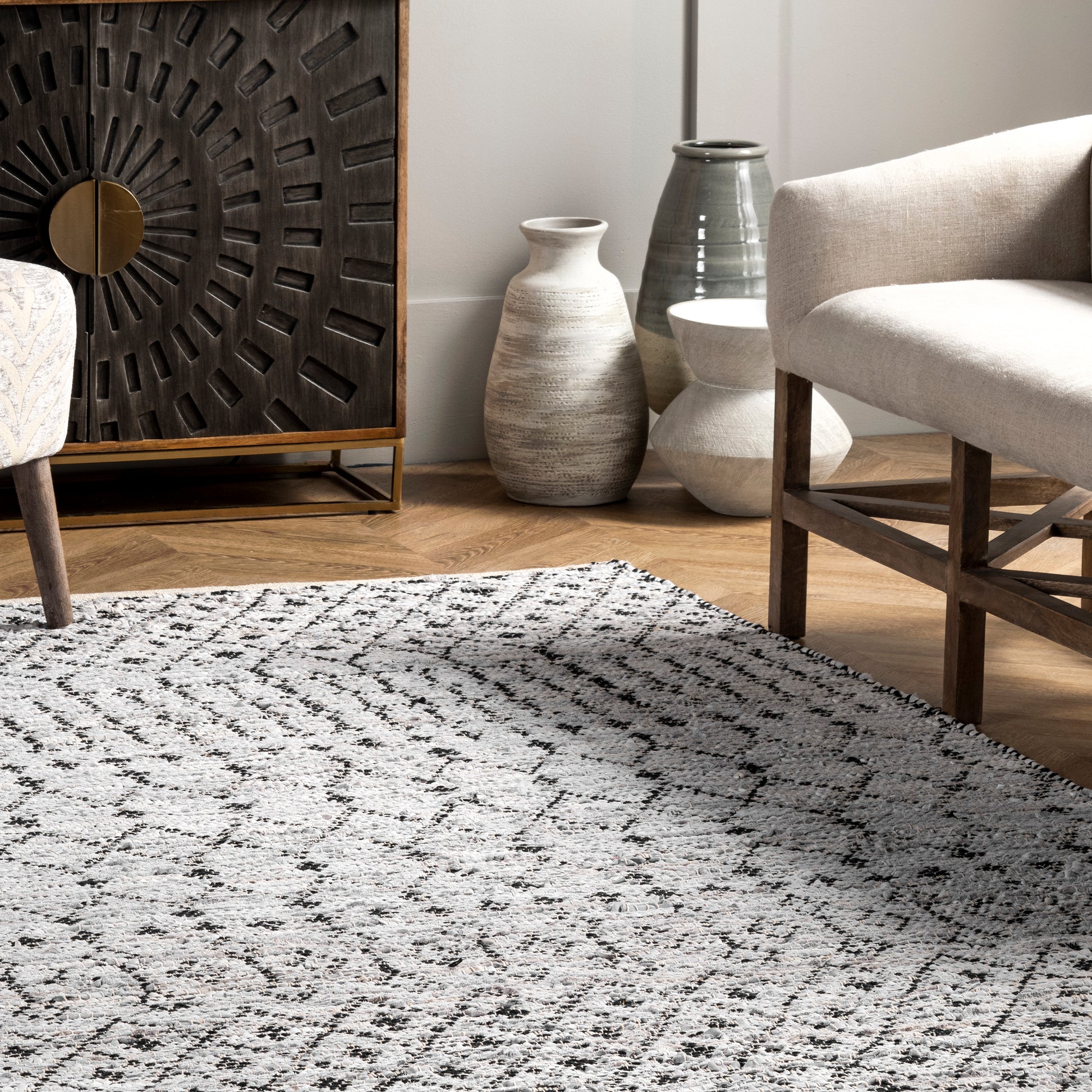 Nuloom Hartford Leather Moroccan Nha1419B Ivory Area Rug