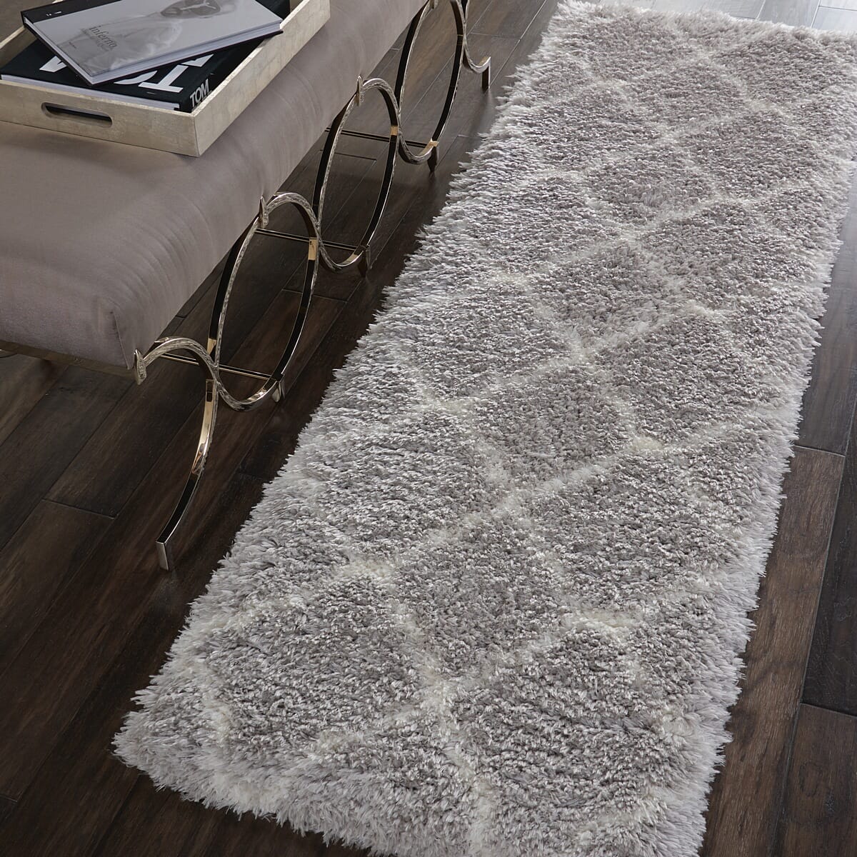 Nourison Luxe Shag Lxs02 Grey Shag Area Rug