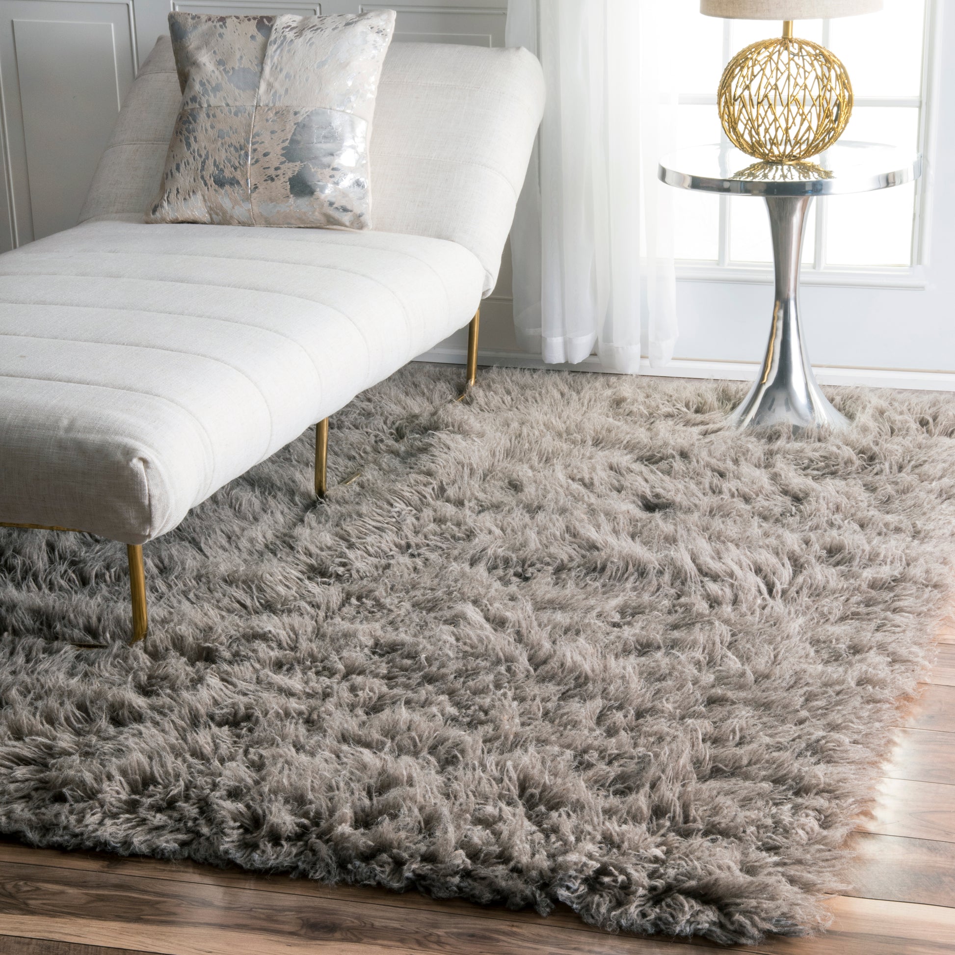 Nuloom Genuine Greek Flokati Nge3561B Natural Gray Area Rug