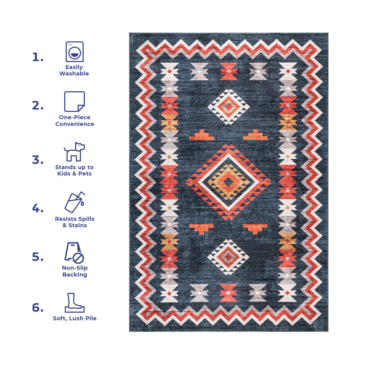 AreaRugs.com Wavaj Nwa1093C Navy Area Rug