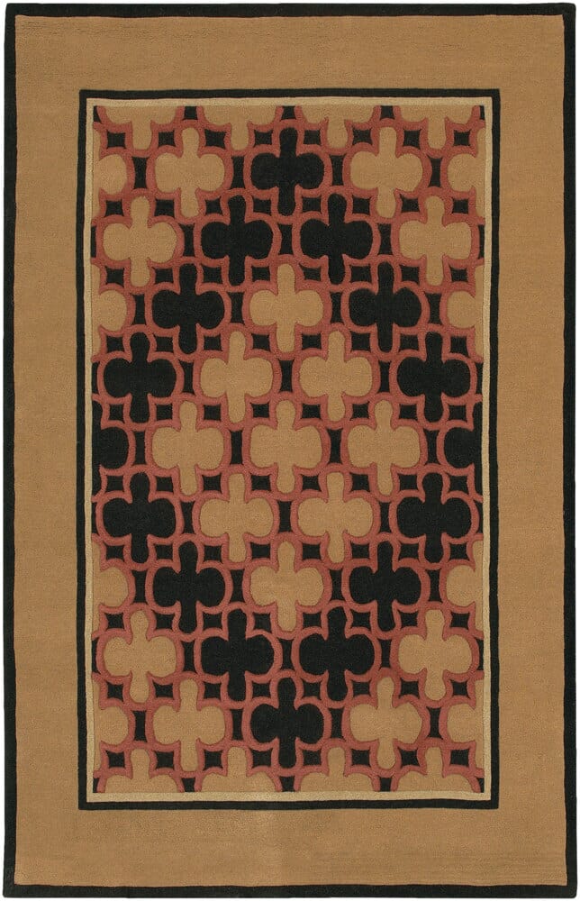 Chandra Rain Rai815 Tan / Black / Salmon Pink Southwestern Area Rug