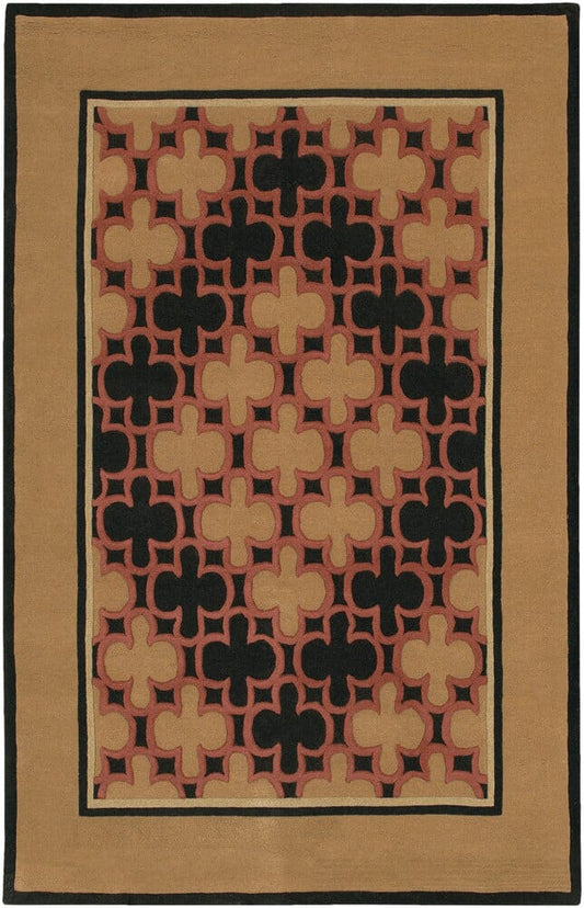 Chandra Rain Rai815 Tan / Black / Salmon Pink Southwestern Area Rug