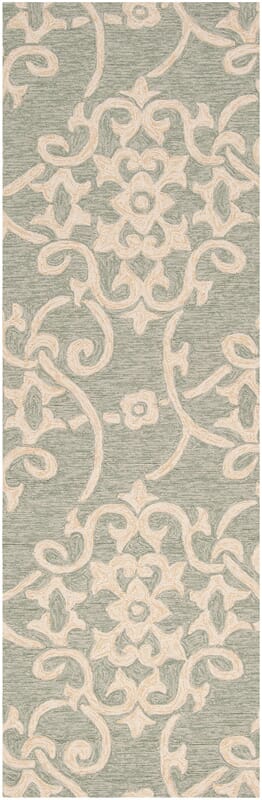 Surya Rain Rai-1103 Sea Foam, Emerald, Dark Brown Damask Area Rug