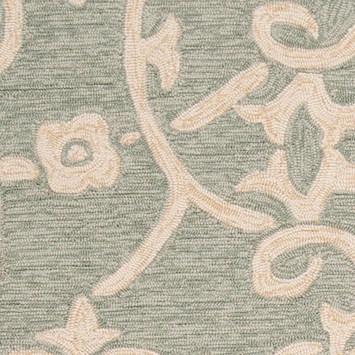 Surya Rain Rai-1103 Sea Foam, Emerald, Dark Brown Damask Area Rug