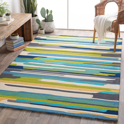 Surya Rain Rai-1270 Emerald, Lime, Bright Yellow Geometric Area Rug