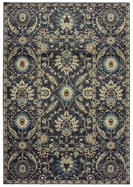 Oriental Weavers Sphinx Raleigh 022K5 Navy / Ivory Damask Area Rug