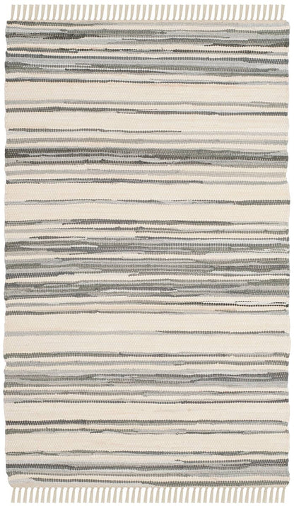 Safavieh Rag Rug Rar126A Ivory / Grey Striped Area Rug