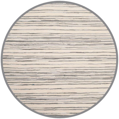 Safavieh Rag Rug Rar126A Ivory / Grey Striped Area Rug