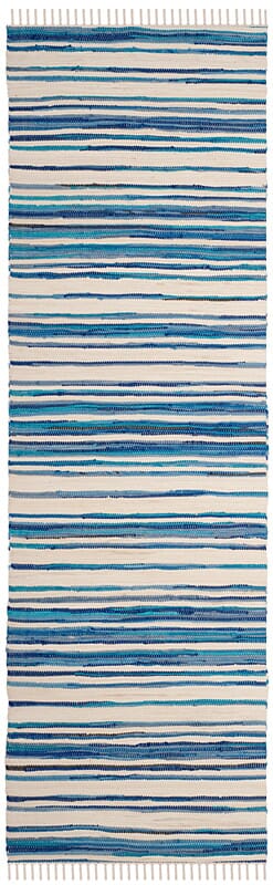 Safavieh Rag Rug Rar126B Ivory / Blue Striped Area Rug