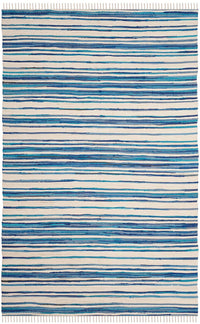 Safavieh Rag Rug Rar126B Ivory / Blue Striped Area Rug