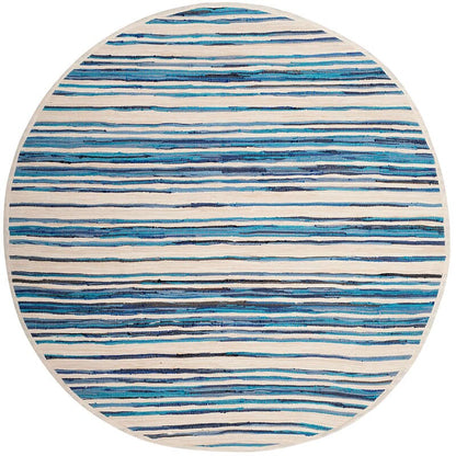 Safavieh Rag Rug Rar126B Ivory / Blue Striped Area Rug