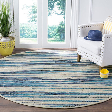 Safavieh Rag Rug Rar126B Ivory / Blue Rugs.