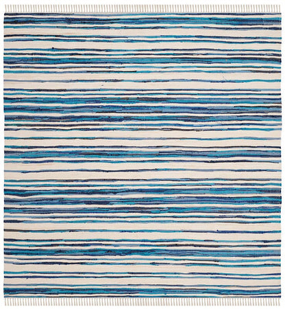 Safavieh Rag Rug Rar126B Ivory / Blue Striped Area Rug