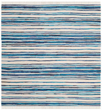 Safavieh Rag Rug Rar126B Ivory / Blue Striped Area Rug