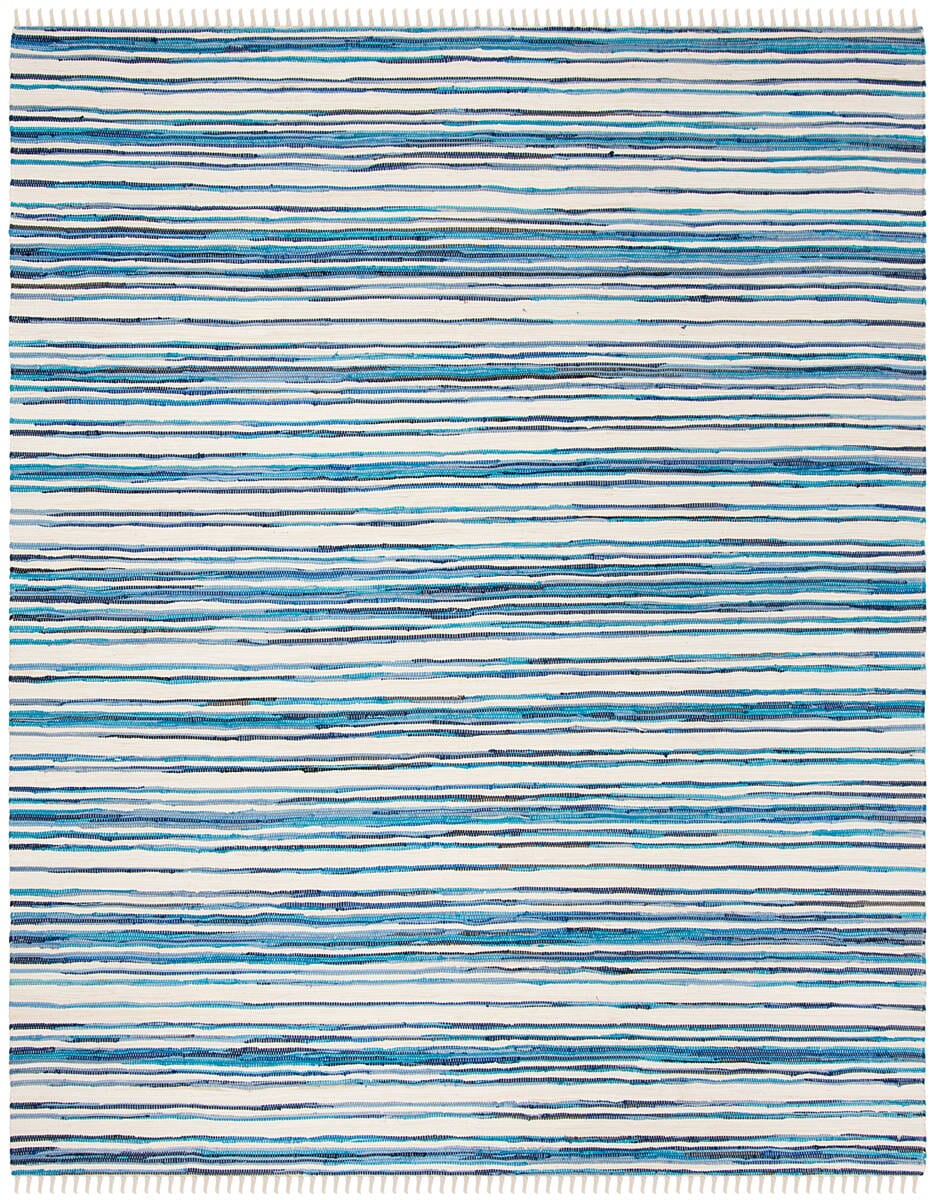 Safavieh Rag Rug Rar126B Ivory / Blue Striped Area Rug