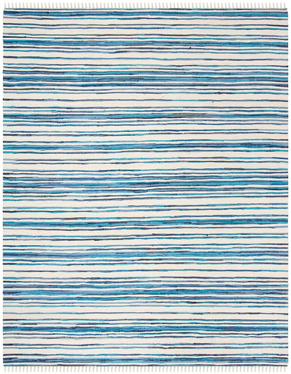 Safavieh Rag Rug Rar126B Ivory / Blue Striped Area Rug