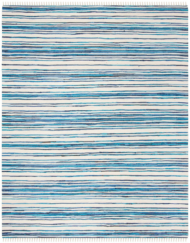 Safavieh Rag Rug Rar126B Ivory / Blue Striped Area Rug