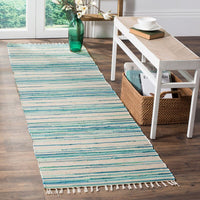 Safavieh Rag Rug Rar126D Ivory / Green Striped Area Rug