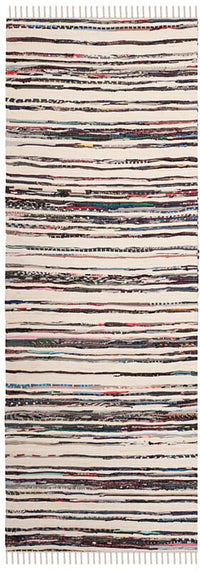 Safavieh Rag Rug Rar126Q Ivory / Charcoal Striped Area Rug