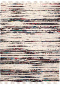 Safavieh Rag Rug Rar126Q Ivory / Charcoal Striped Area Rug