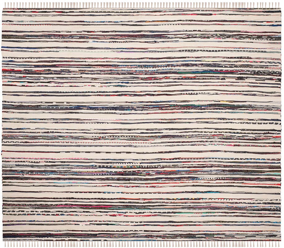 Safavieh Rag Rug Rar126Q Ivory / Charcoal Striped Area Rug