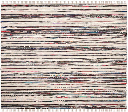 Safavieh Rag Rug Rar126Q Ivory / Charcoal Striped Area Rug