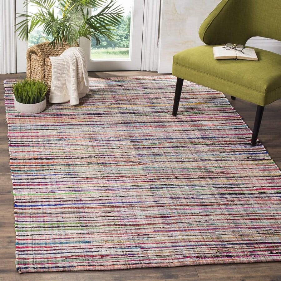 Safavieh Rag Rug Rar240A Ivory / Multi Striped Area Rug