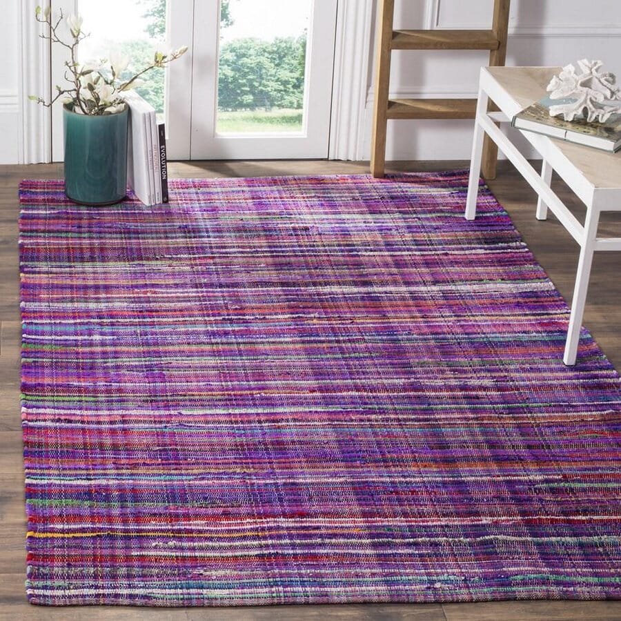 Safavieh Rag Rug Rar240C Purple / Multi Striped Area Rug