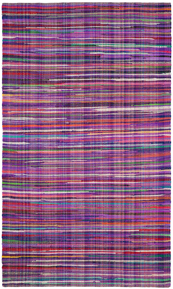 Safavieh Rag Rug Rar240C Purple / Multi Striped Area Rug