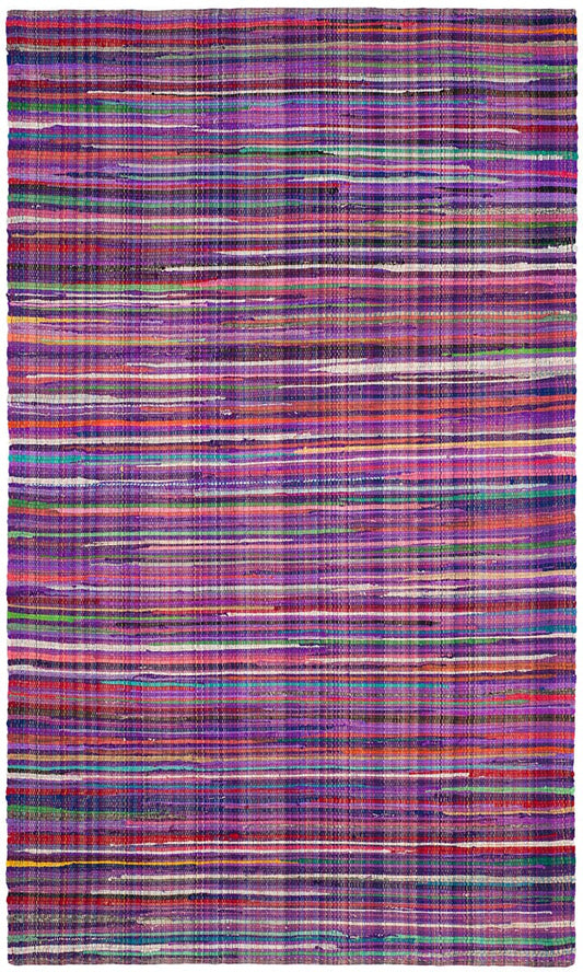 Safavieh Rag Rug Rar240C Purple / Multi Striped Area Rug