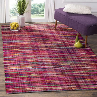 Safavieh Rag Rug Rar240D Red / Multi Striped Area Rug