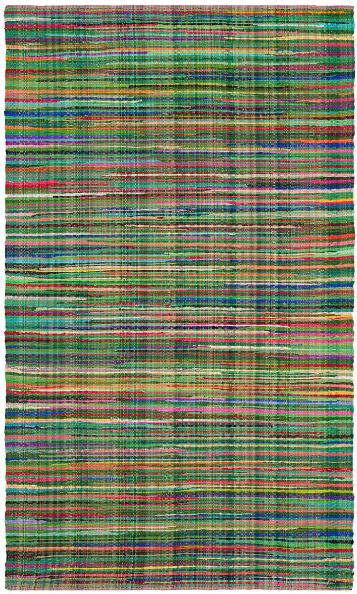 Safavieh Rag Rug Rar240E Green / Multi Striped Area Rug