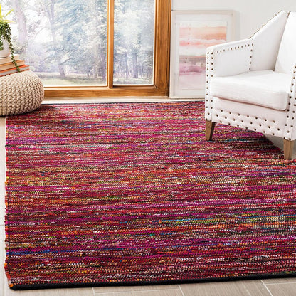 Safavieh Rag Rug Rar250H Fuchsia / Black Area Rug