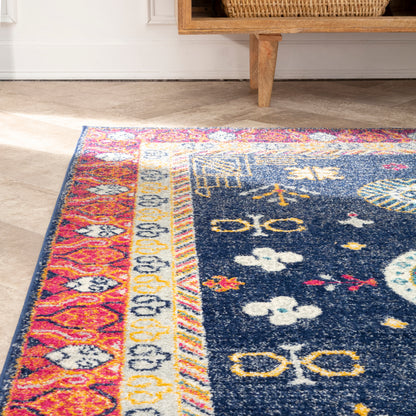 Nuloom Vintage Border Motif Nvi3213A Blue Area Rug