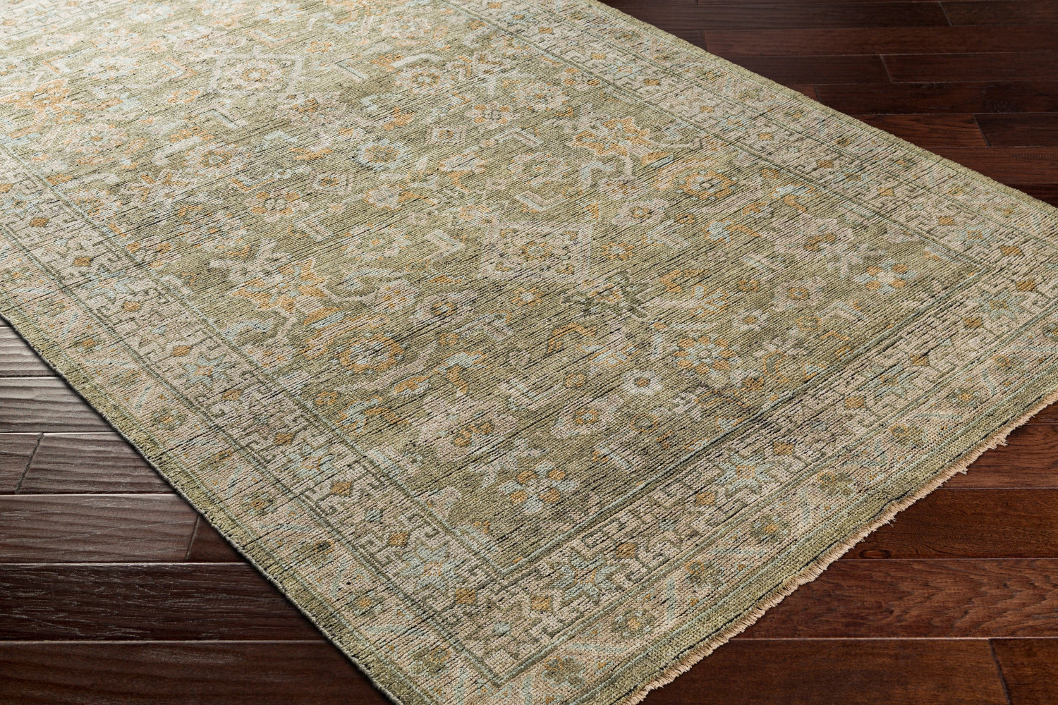 Surya Reign Reg-2303 Sage, Camel, Saffron, Grass Green Rugs.