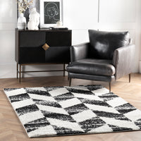 Nuloom Avery Herringbone Cozy Nav1918A Black And White Area Rug