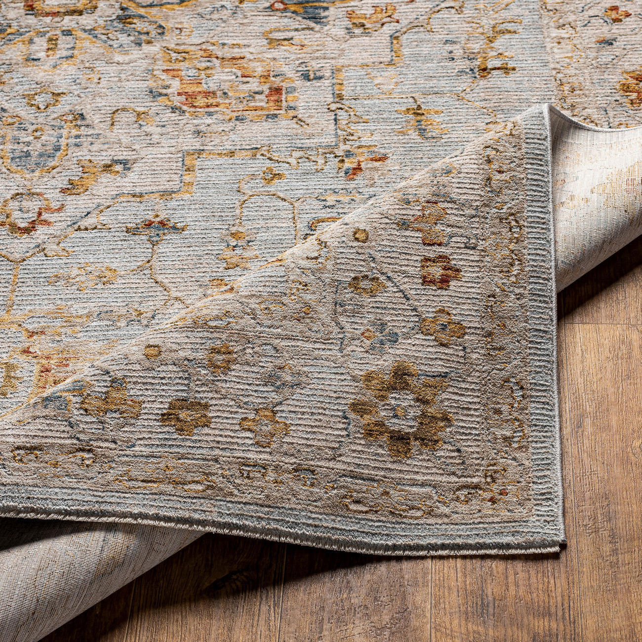 Surya Reina Ren-2304 Light Gray, Cream, Denim, Mustard Area Rug