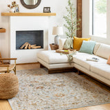 Surya Reina Ren-2304 Light Gray, Cream, Denim, Mustard Rugs.