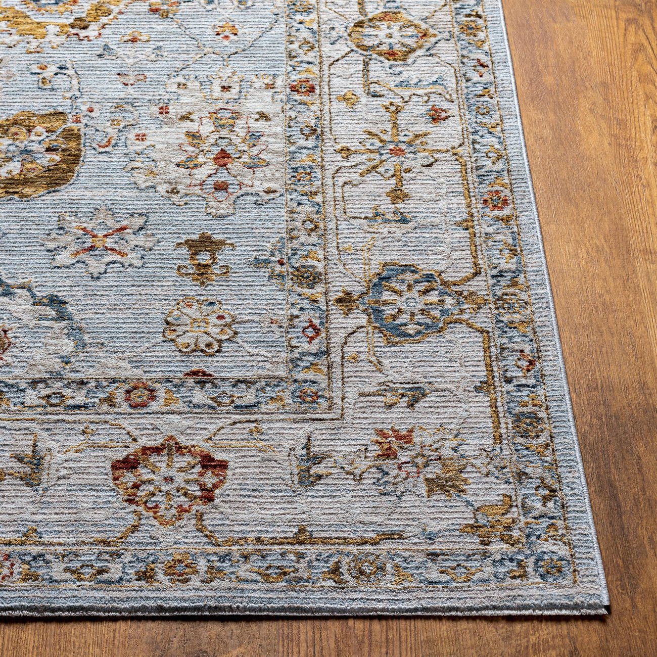 Surya Reina Ren-2306 Light Gray, Cream, Denim, Rust Area Rug