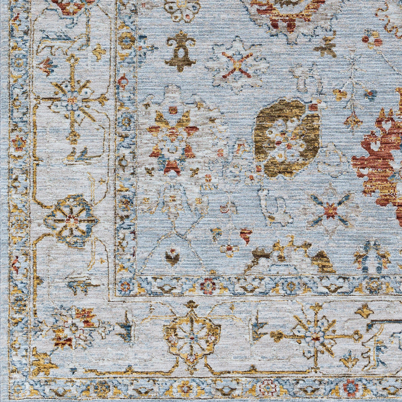 Surya Reina Ren-2306 Light Gray, Cream, Denim, Rust Area Rug